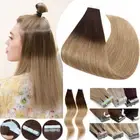 Invisible Tape In Skin Weft 100% Real Remy Human Hair Extensions Full Head THICK
