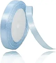 ALOHOVME Light Blue Ribbon 3/8 Inches x 25 Yards, Baby Satin Fabric Silk for Gift Wrapping, Bows Making, Floral Bouquets, Wreaths, DIY Handicrafts, Sewing Projects, Shower and Wedding Party