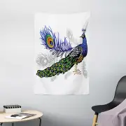Spring Tapestry Wild Peacock Feather Print Wall Hanging Decor