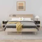 NNEVL Bedside Tables 2pcs Black 42x38x45 cm Engineered Wood