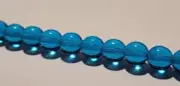 Czech Glass Pressed Druk Beads 7 mm Aqua Blue 20 Beads
