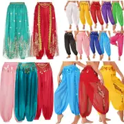 Women Belly Dance Arabic Carnival Satin Pants Dancing Tribal Harem Latern Pants