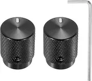 uxcell 2 Pcs Aluminium Potentiometer Knobs, 1/4"(6mm) IDx1/2(12.5mm) ODx5/8(16mm) Height Universal Volume Tone Control Knobs for Guitar, Bass, Oval Indicator, Bright Black