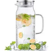 2 Liter 68 oz Glass Pitcher with Lid and Spout Water Pitcher for Fridge Glass...