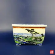 Bonsai Pot "Kii" – Hand-Painted Small Rectangular Pot, 10cm (3.9in)