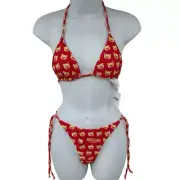 Moschino Swim Red Teddy Bear String Bikini US Small / US 6 New with Tags