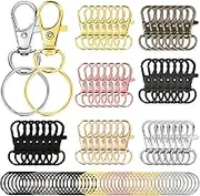 AUGSUN Swivel Clasps Lanyard Snap Hooks with Key Rings, Key Chain Clip Hooks Lobster Claw Clasps for Keychains Jewelry DIY Crafts (Multicolor)