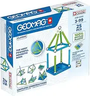 Geomag Classic - 25 Pieces- Magnetic Construction for Children - Green Collection - 100% Recycled Plastic Educational Toys (275)