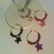 wine glass charms turquoise starfish set of 4 gold tone unique & different