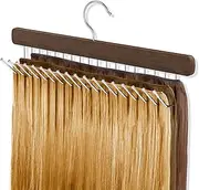 Extended Hair Extension Holder with 18 Hooks, Hair Extension Hanger for Holding Extra Wide Weft/Styling/Air-Drying/Coloring, Braiding Hair Rack for Barber Shop/Home/Travel, Brown