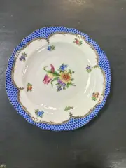 Herend Printemps Blue Border Salad Plates Motif #3