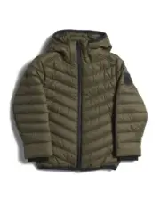 $395 Moose Knuckles Unisex Kids Green Plymouth Hooded Quilted Jacket Size S