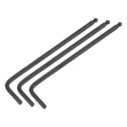 3pcs 4mm Ball End Hex Key Wrench L Shaped Long Arm CR-V Repairing Tool Black