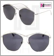 CHRISTIAN DIOR STELLAIRE 4 Palladium Metal Black Sunglasses Women Authentic