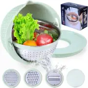 Upgraded 4-1 Colander with Mixing Bowl Set for Kitchen Essentials, Stainless Ste