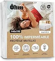 Mattress Protector 140 x 190 cm, Mattress Topper, Waterproof & Noiseless, Hypoallergenic & Absorbent Cotton, Anti-Dust Mite, All-Round up to 40 cm, Oeko-Tex Ôhm