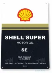 SHELL OIL 11 X 8 TIN SIGN AUTO AUTOMOBILE MECHANIC ADVERTISEMENT STATION PUMP
