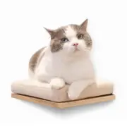 Cat Shelves Wall Mounted Cat Step with Cushion Wooden Climbing Shelf Wall Fur...
