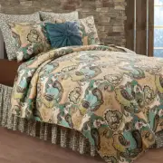 Kasbah Beige Tan Paisley King Quilt 108" x 92" C&F Home