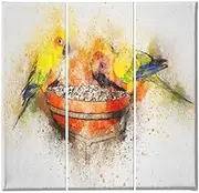 Homemania HM203PKNV-127 3 Piece Parrot Blackboard Animal Living Room Bedroom Multicolor Polyester Wood 69 x 3 x 50 cm