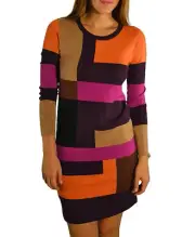 NEW BCBG MAX AZRIA IVY COLOR BLOCK KNIT SEXY MINI SWEATER DRESS XS S M L