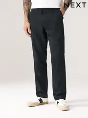 Black Regular Fit Regular Fit Plain Front Smart Trousers 2 Pack (AM2431) | $76