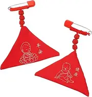 [LALADEFIEE] Blessing Bag for Gold Ornaments Blessing Bag Lucky Amulet Knot Chinese Protection Charm Protection Amulet Bag Triangle Blessing Bag Amulet Metal Red