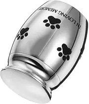 Cremation Urns for Pet Ashes Pet Urn Jar with Dog Paw Engraving Casket for Dogs Durable Stainless Steel Storage Box for Pet Remains