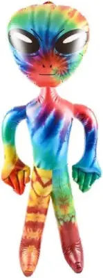 36" Alien INFLATE (Vinyl) Galaxy/Rainbow/Tie Dye. Inflatable Large Alien Figures
