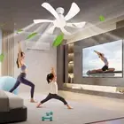 Modern Ceiling Fan with LED Light Remote Control for Bedroom (White B) AU