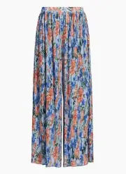 Elie Tahari Jasmine Pleated Pull-On-Pants Blue Floral Pleated Chiffon XL NEW