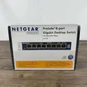 NETGEAR ProSafe 8-Port Gigabit Desktop Switch 10/100/1000 Mbps - GS108 NEW Read