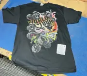 A33- Monster Jam - World Tour 2017 t-shirt - size Med Grave Digger, Zombie, more