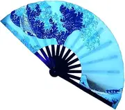[Generic] Large Folding Fan,Chinese Glowing Kung Fu Tai Chi Craft Fan - Stage Performance Show Fluorescent Props Multi-Color Wedding Home Decoration For Men Women