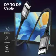 Uniean 2m DisplayPort v1.4 8k Male to Male braided cables 8k@60hz 2 meter