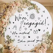 THEYGE Engagement Party Decals - We Are Engaged Sign, Bride to Be Party Decals, Balloon Arch Decor - White PVC Stickers - Wall, Car, Window, Door, Floor, Glass, Mirror - Celebration Style - 72 Count