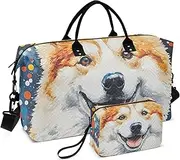 [YXYZRMY] Cute Dog Face Dots Travel Duffel Bag Gym Bag Sports Tote Bag with Multiple Interior Pockets Shoulder Weekender Bag for Women Men with Toiletry Bag 20.5”x 7.9”x 13.8”, Multi-Colored, one size