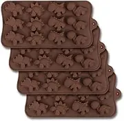 homEdge 12-Cavity Dinosaur Chocolate Mold, Set of 4PCS Non Stick Food Grade Silicone Dinosaur Mold for Candy Chocolate Jelly, Ice Cube