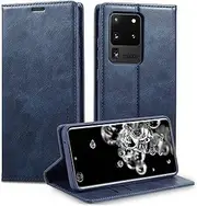[GoshukunTech] Wallet Case for Galaxy S20 Ultra,for Samsung Galaxy S20 Ultra 5G Leather Flip Case with RFID Blocking Card Holders Stand Feature Cash Pocket Magnetic Cover[Navy Blue]