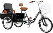 DEFGHIJ Adult Tricycles with Adjustable Backrest Seat 3 Wheel Bicycle Cargo Basket Trike Bike Bicycle for Men Women Seniors Youth(Black)