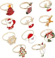 TOYANDONA Christmas Ornaments Finger Ring LED Necklace Rings Fidget Ring Christmas Stretch Ring Little Girl Ring Adjustable Princess Ring Christmas Tree Zinc