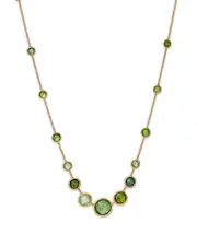 Marco Bicego 18K Yellow Gold Jaipur Color Green Tourmaline Bezel Graduated Statement Necklace, 16.5 - 18 - Exclusive