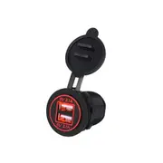 Universal Car Charger 2 Port Power Socket Dual Usb Charger 5V 4.2A Ip66 With Aperture (Red Light)