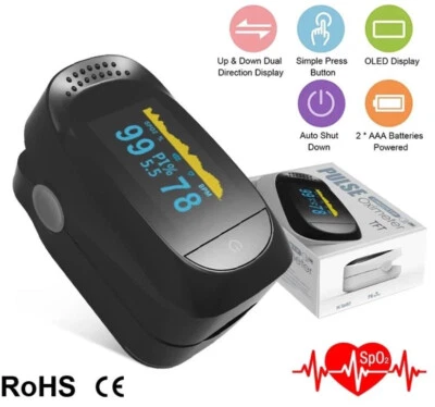 Pulse Oximeter Blood Oxygen Saturation SpO2 Meter Finger PR Monitor Fingertip