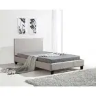 Palermo King Single Upholstered Bed Frame with Headboard & Slats – Beige Linen F