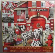 SunsOut DALMATIAN STATION 1000 Piece Jigsaw Puzzle Lori Schory Firestation dogs