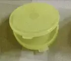 Tupperware Clamshell Pill / Change Keeper Container Sheer Yellow Hinged New