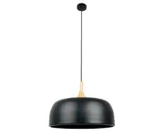 Sunraysia 1 Light 520mm Pendant in Matte Black with Ash Wood