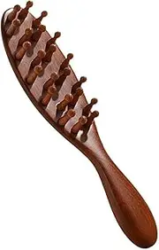 Scalp Massager Hair Growth, Comfortable Wooden Scalp Massager with Double-Sided Teeth, Multi-functional Anti-Static Comb for Hair Combing