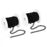 33Ft Curb Chain, Twisted Cuban Link Chain with Spool 8.5 x 5 x 1mm, Dark Silver